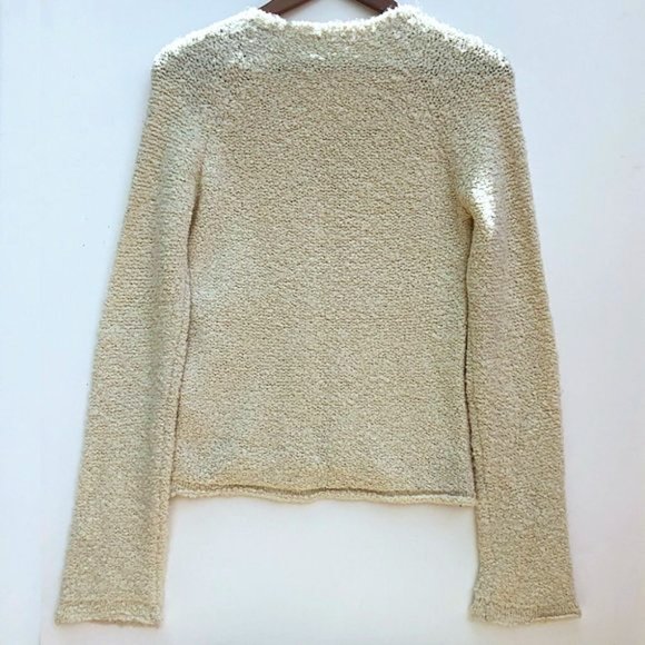 J Crew Ivory Boucle Knit V-Neck Chunky Sweater NEW - Picture 3 of 5